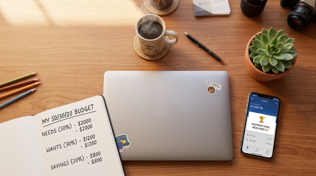 Freelancer using the 50/30/20 budget rule to manage irregular income