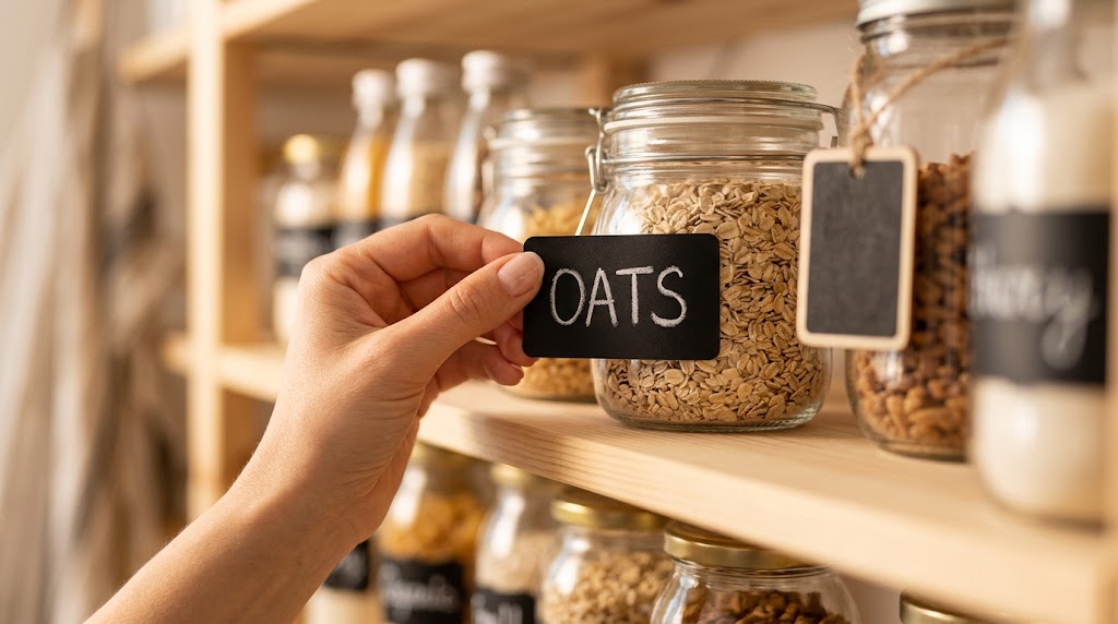 Labeling glass jars for budget pantry organization
