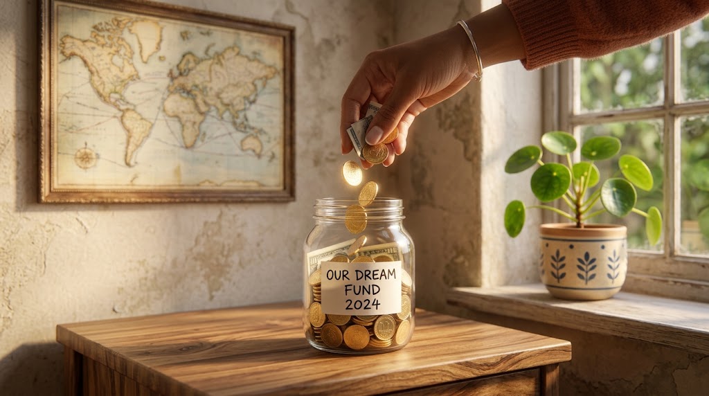 Actively rebuild your emergency fund by adding coins to a glass jar