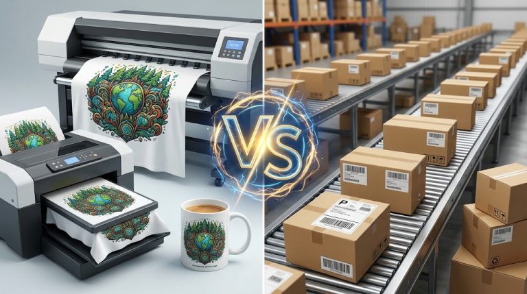 Print on demand custom products versus dropshipping warehouse products comparison