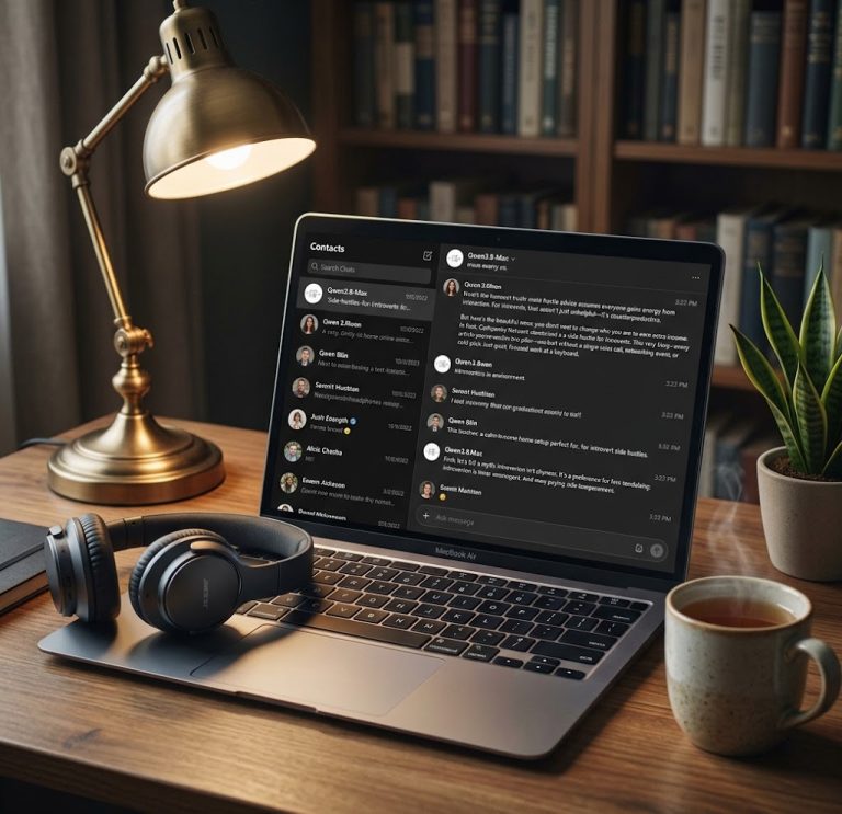 A calm home office setup perfect for introvert side hustles